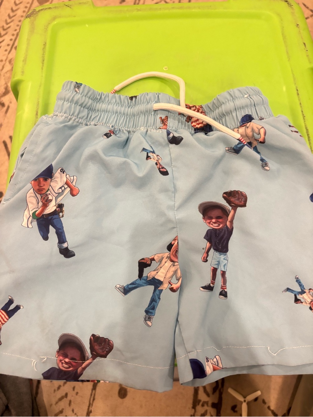 Light Blue RSVLTS Kids' Sandlot Baseball Print Swim Shorts